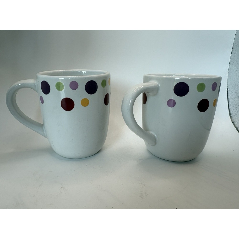 Pampered Chef Simple Additions Dots Coffee Mugs Set Of Two Preowned